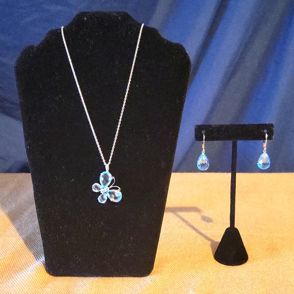 Ross Simons crystal necklace earrings set